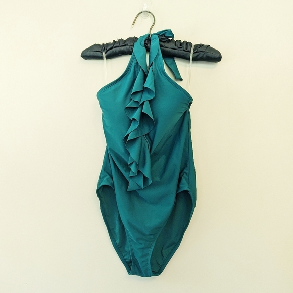 Bleu Rod Beattie Ruffle Halter One Piece Swim Suit - Picture 3 of 11